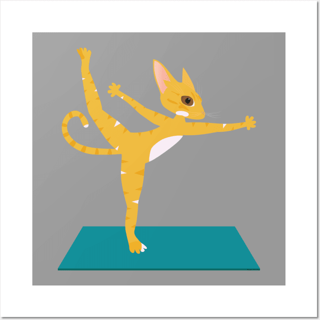 Yoga cat doing Natarajasana asana Wall Art by uncutcreations